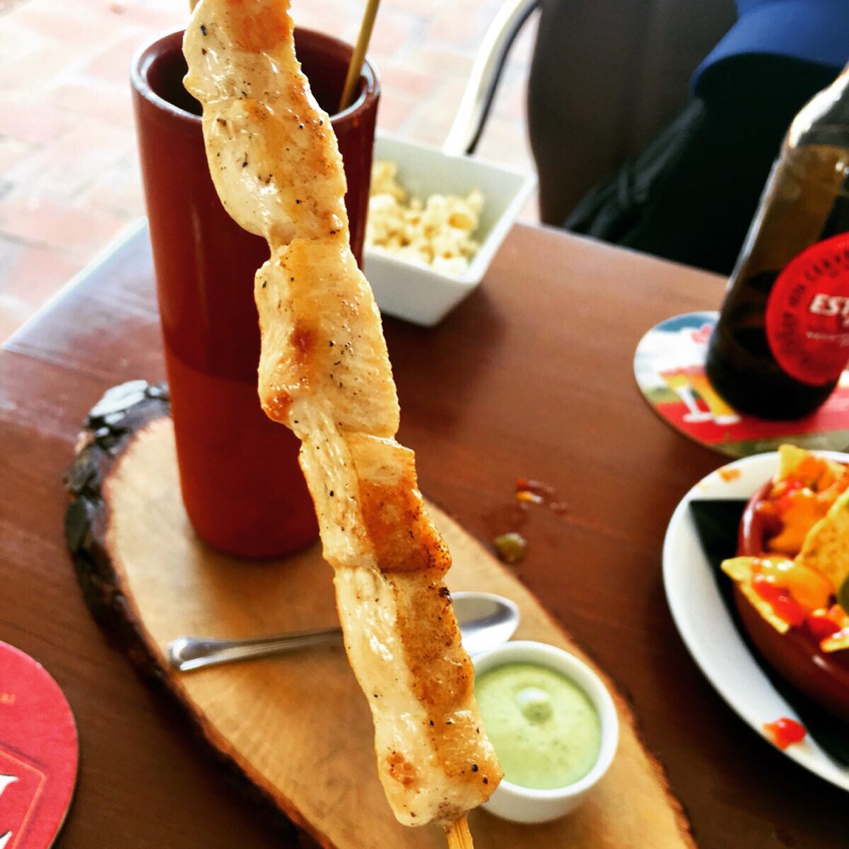 Chicken skewer tapas.